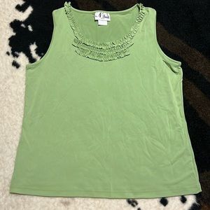 N Touch green sleeveless ruffle top size petite large